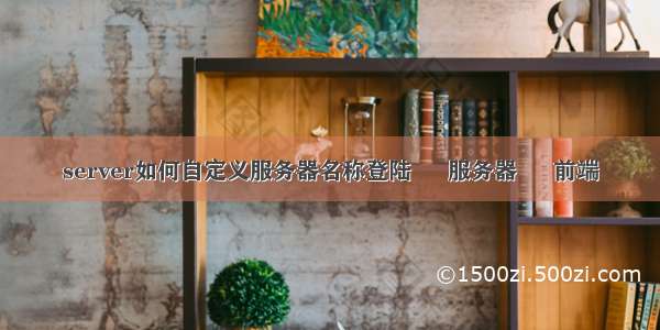 server如何自定义服务器名称登陆 – 服务器 – 前端