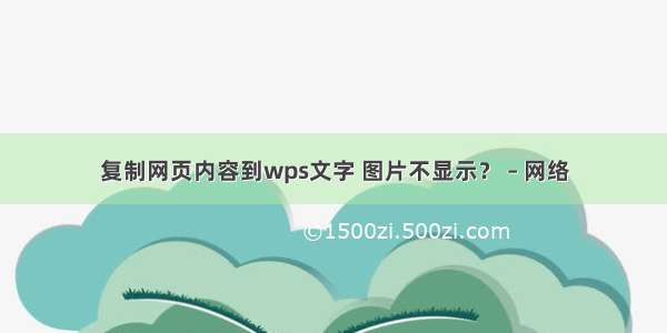 复制网页内容到wps文字 图片不显示？ – 网络