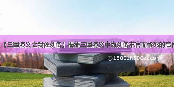 【三国演义之我佐刘备】揭秘三国演义中为刘备求官而惨死的高官