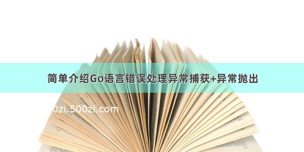 简单介绍Go语言错误处理异常捕获+异常抛出