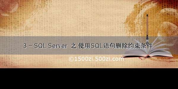 3 - SQL Server  之 使用SQL语句删除约束条件