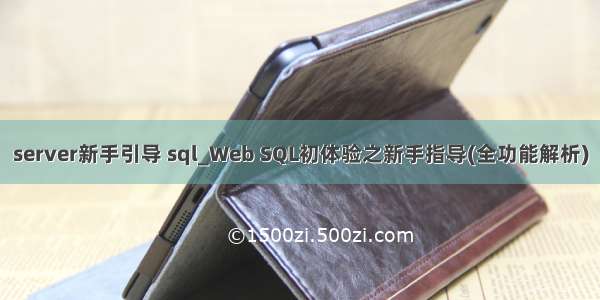 server新手引导 sql_Web SQL初体验之新手指导(全功能解析)
