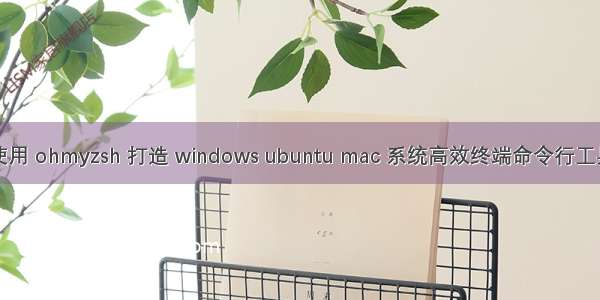 使用 ohmyzsh 打造 windows ubuntu mac 系统高效终端命令行工具