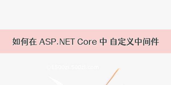 如何在 ASP.NET Core 中 自定义中间件