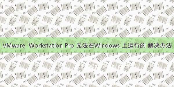 VMware  Workstation Pro 无法在Windows 上运行的 解决办法