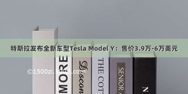 特斯拉发布全新车型Tesla Model Y：售价3.9万-6万美元