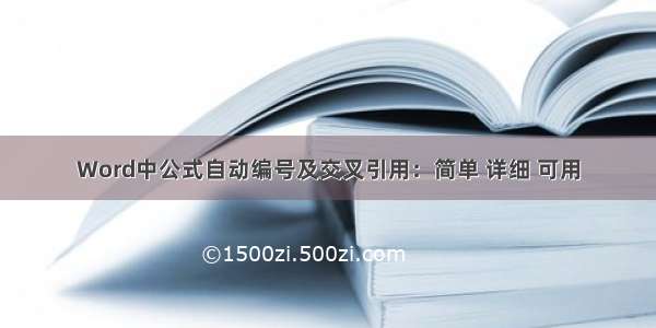 Word中公式自动编号及交叉引用：简单 详细 可用