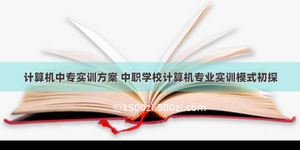 计算机中专实训方案 中职学校计算机专业实训模式初探