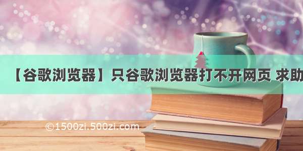 【谷歌浏览器】只谷歌浏览器打不开网页 求助