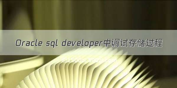 Oracle sql developer中调试存储过程