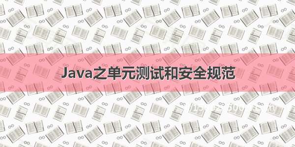 Java之单元测试和安全规范