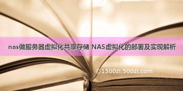 nas做服务器虚拟化共享存储 NAS虚拟化的部署及实现解析