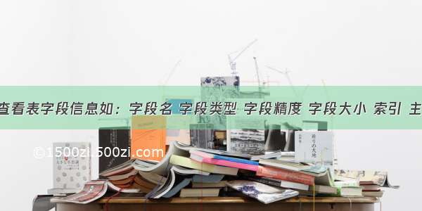 SQL查看表字段信息如：字段名 字段类型 字段精度 字段大小 索引 主键等