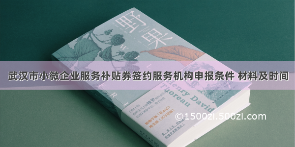武汉市小微企业服务补贴券签约服务机构申报条件 材料及时间