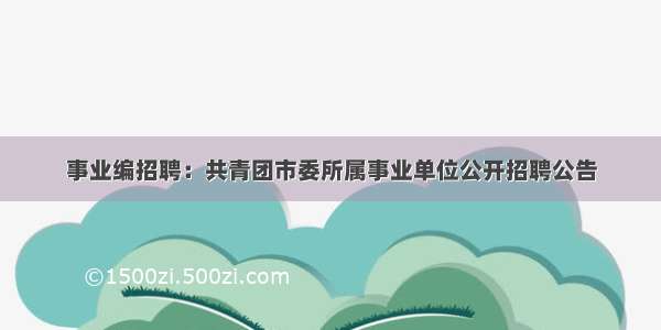 事业编招聘：共青团市委所属事业单位公开招聘公告