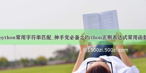 python常用字符串匹配_伸手党必备之Python正则表达式常用函数