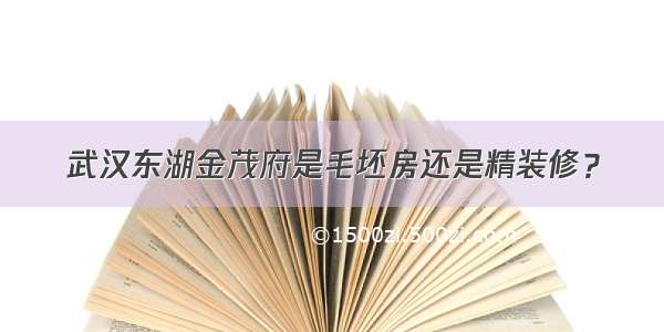 武汉东湖金茂府是毛坯房还是精装修？