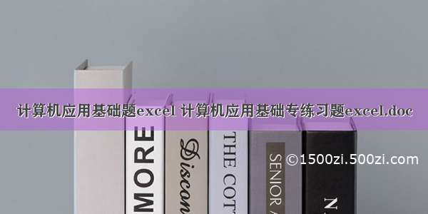 计算机应用基础题excel 计算机应用基础专练习题excel.doc