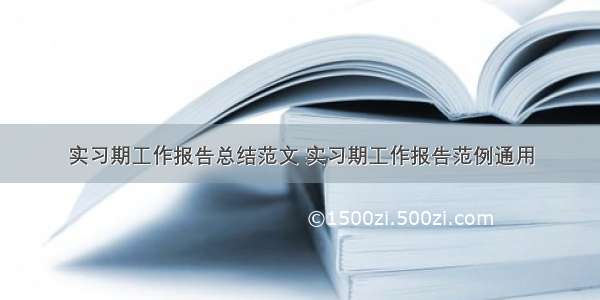 实习期工作报告总结范文 实习期工作报告范例通用