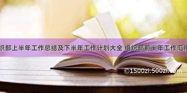 组织部上半年工作总结及下半年工作计划大全 组织部前半年工作汇报书