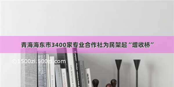 青海海东市3400家专业合作社为民架起“增收桥”