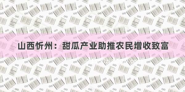 山西忻州：甜瓜产业助推农民增收致富