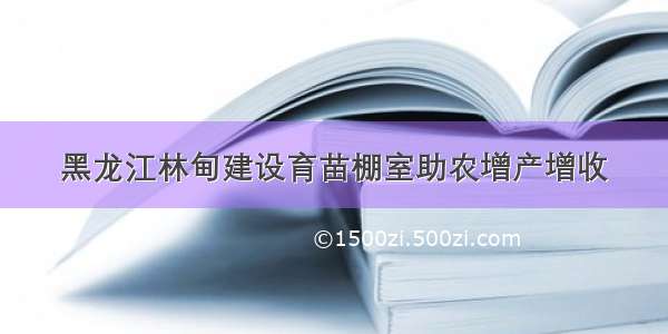 黑龙江林甸建设育苗棚室助农增产增收