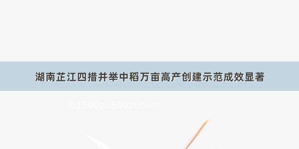 湖南芷江四措并举中稻万亩高产创建示范成效显著