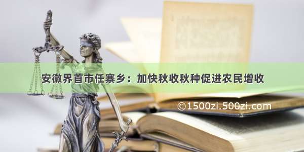 安徽界首市任寨乡：加快秋收秋种促进农民增收