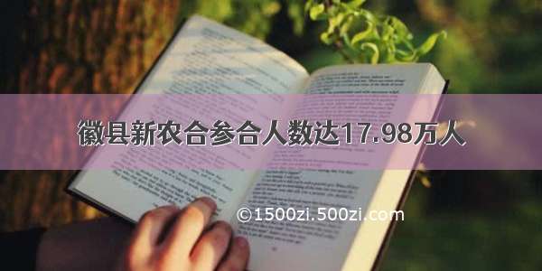 徽县新农合参合人数达17.98万人