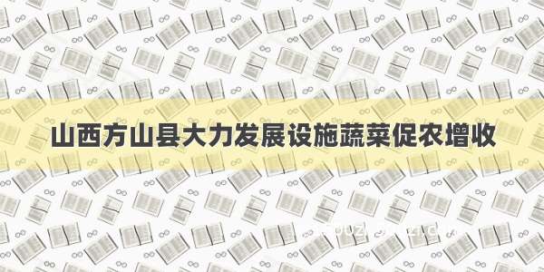 山西方山县大力发展设施蔬菜促农增收