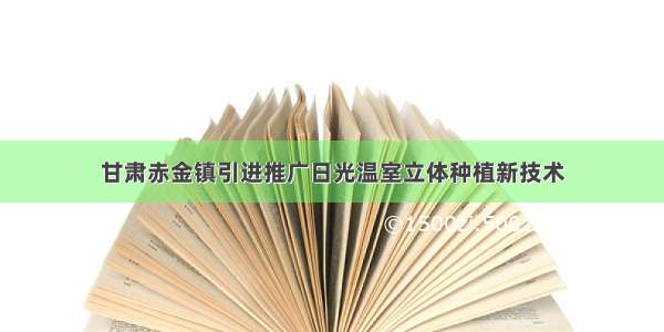 甘肃赤金镇引进推广日光温室立体种植新技术