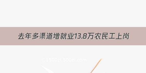 去年多渠道增就业13.8万农民工上岗