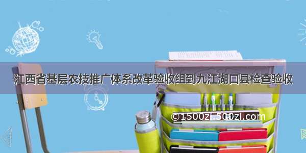 江西省基层农技推广体系改革验收组到九江湖口县检查验收