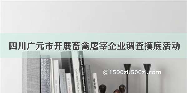 四川广元市开展畜禽屠宰企业调查摸底活动