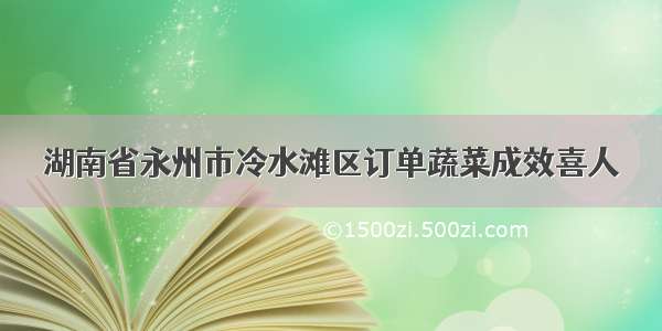 湖南省永州市冷水滩区订单蔬菜成效喜人