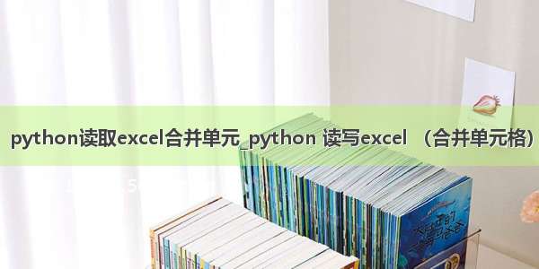 python读取excel合并单元_python 读写excel （合并单元格）