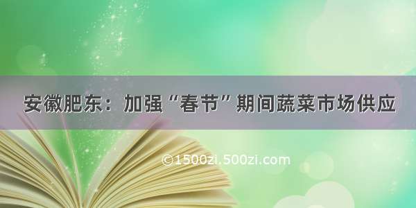 安徽肥东：加强“春节”期间蔬菜市场供应