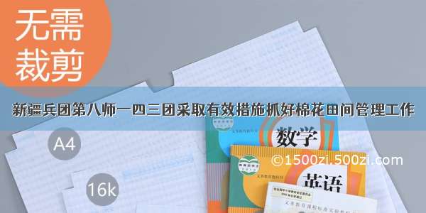 新疆兵团第八师一四三团采取有效措施抓好棉花田间管理工作