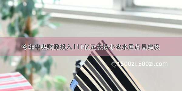 今年中央财政投入111亿元支持小农水重点县建设