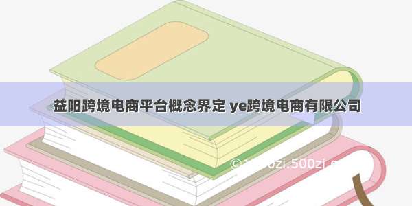 益阳跨境电商平台概念界定 ye跨境电商有限公司