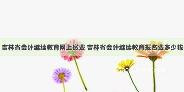 吉林省会计继续教育网上缴费 吉林省会计继续教育报名费多少钱