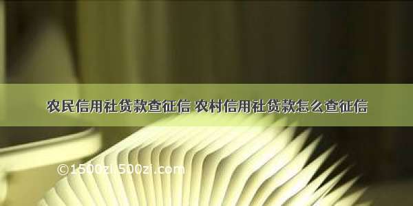 农民信用社贷款查征信 农村信用社贷款怎么查征信