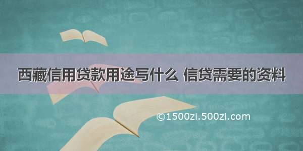 西藏信用贷款用途写什么 信贷需要的资料