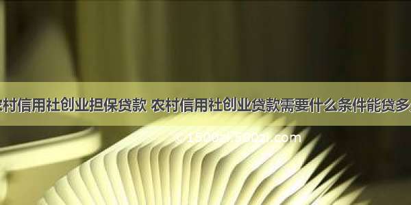 农村信用社创业担保贷款 农村信用社创业贷款需要什么条件能贷多少