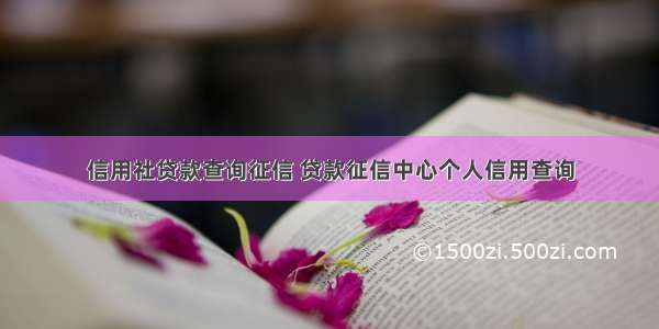 信用社贷款查询征信 贷款征信中心个人信用查询