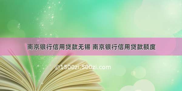 南京银行信用贷款无锡 南京银行信用贷款额度