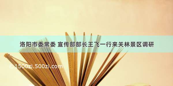 洛阳市委常委 宣传部部长王飞一行来关林景区调研