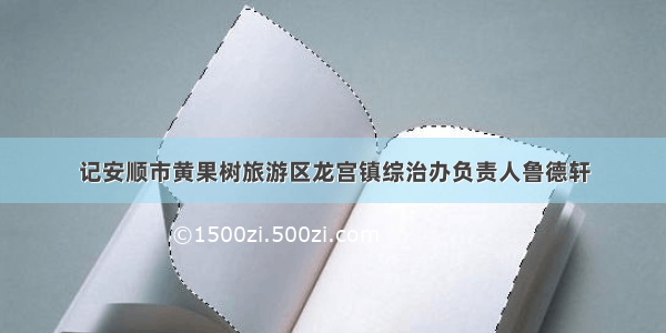 记安顺市黄果树旅游区龙宫镇综治办负责人鲁德轩