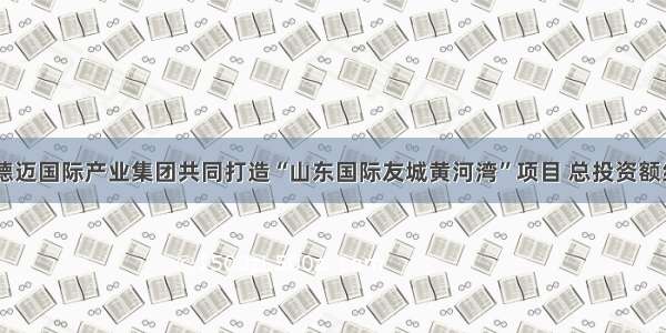 齐河县和德迈国际产业集团共同打造“山东国际友城黄河湾”项目 总投资额约200亿元